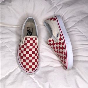 Vans Slip On Checkerboard Skate Shoe Red/White